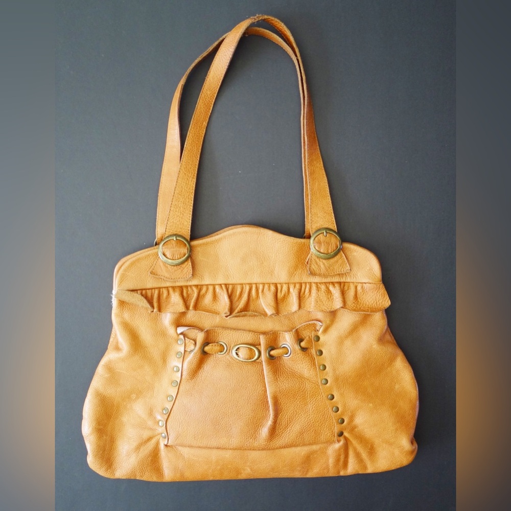 VTG  ARTISTIC BOHO Large leather shoulder bag E.D.E. STUDIO made in USA